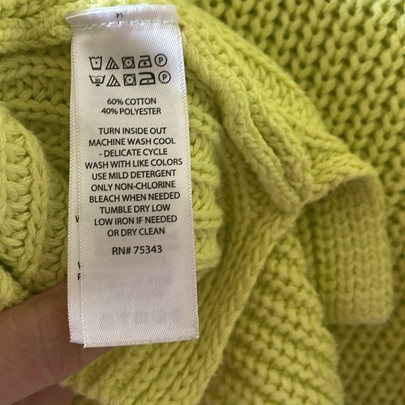 Rachel Zoe Woman’s Sweater neon yellow crew neck chunky knit SZ Medium - Picture 6 of 8